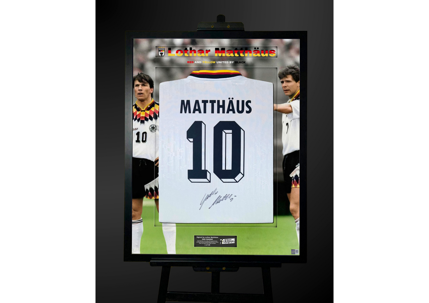 Lothar Matthäus Back Signed Retro Germany 1994 Shirt- 'Red and Yellow United by Black'