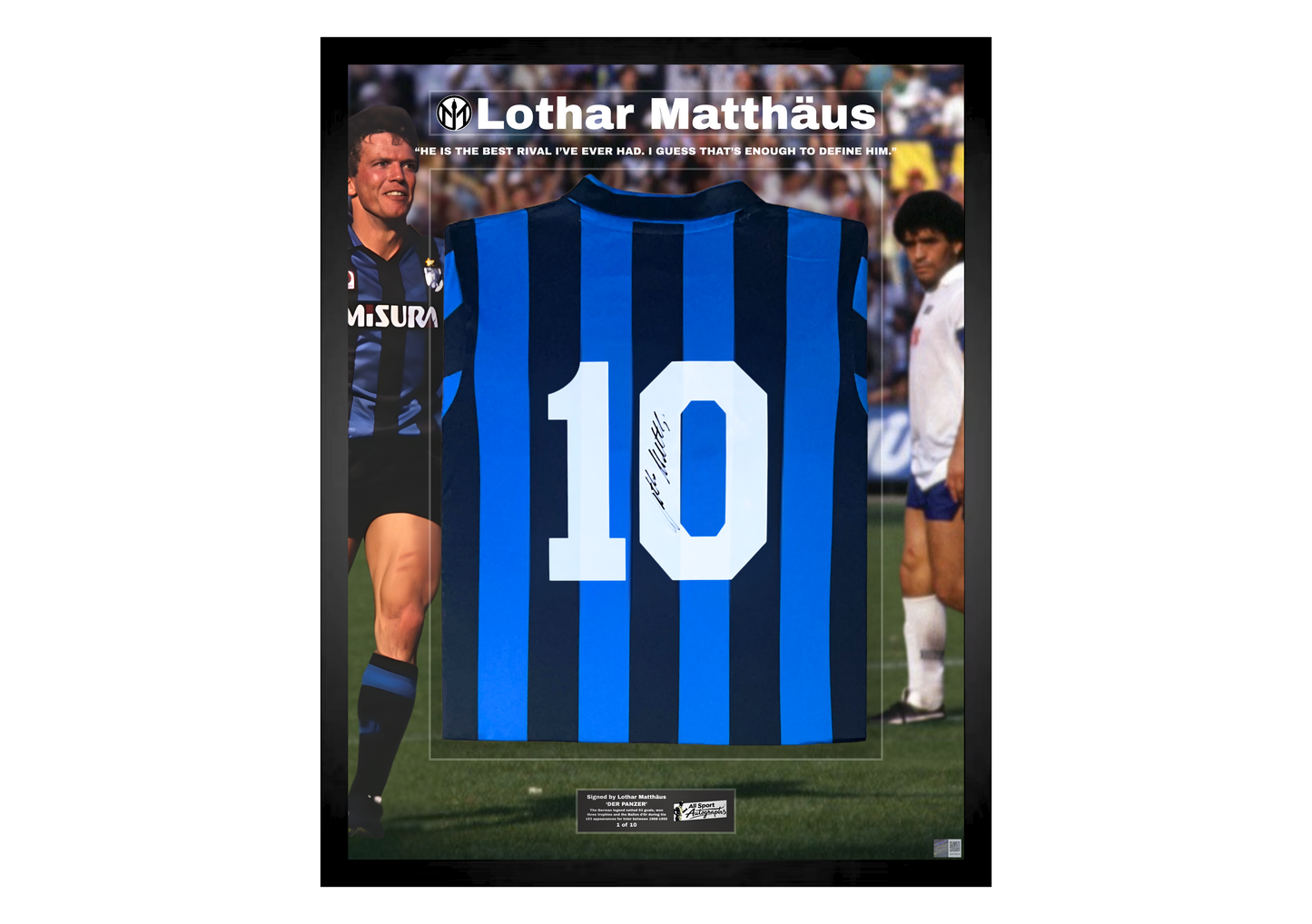 Lothar Matthäus Back Signed Retro Inter Milan 1988/89 Shirt- "The Best Rival I've Ever Had"