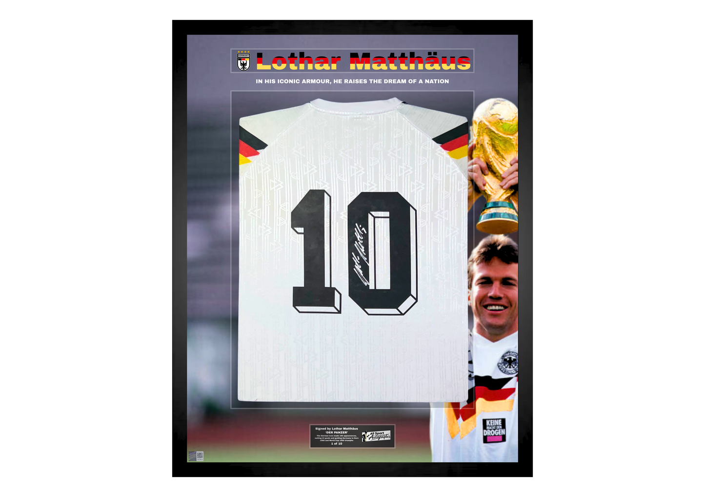 Lothar Matthäus Back Signed Retro West Germany 1990 Shirt- 'The Dream of a Nation'