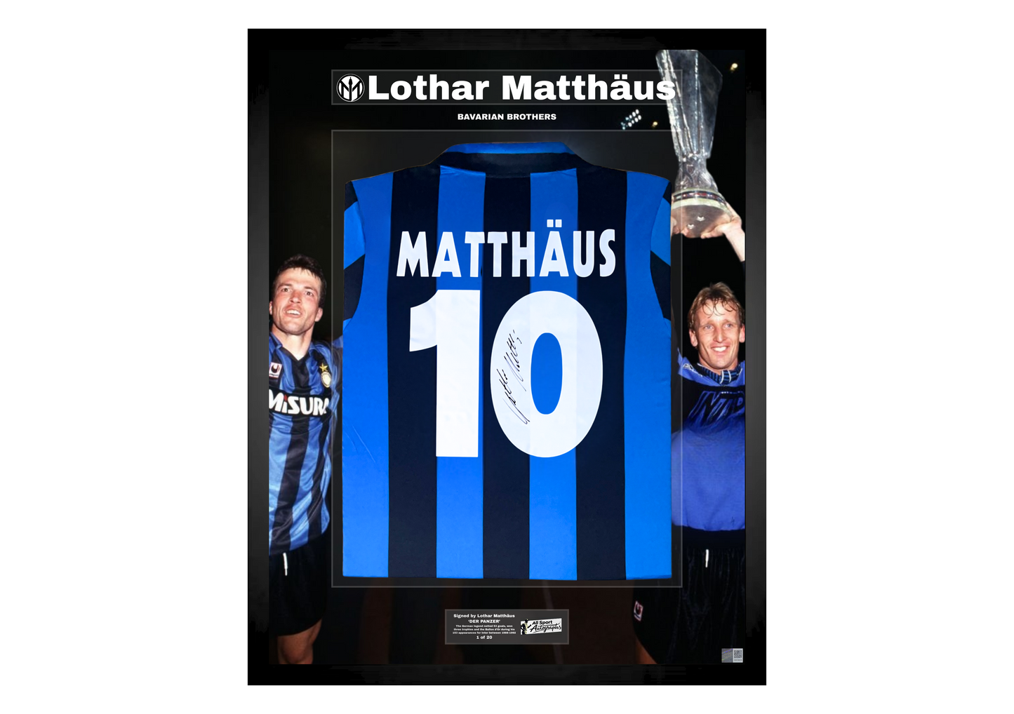 Lothar Matthäus Back Signed Retro Inter Milan 1990/91 Shirt- 'Bavarian Brothers'