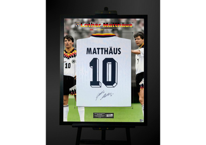 Lothar Matthäus Back Signed Retro Germany 1994 Shirt- 'Red and Yellow United by Black'