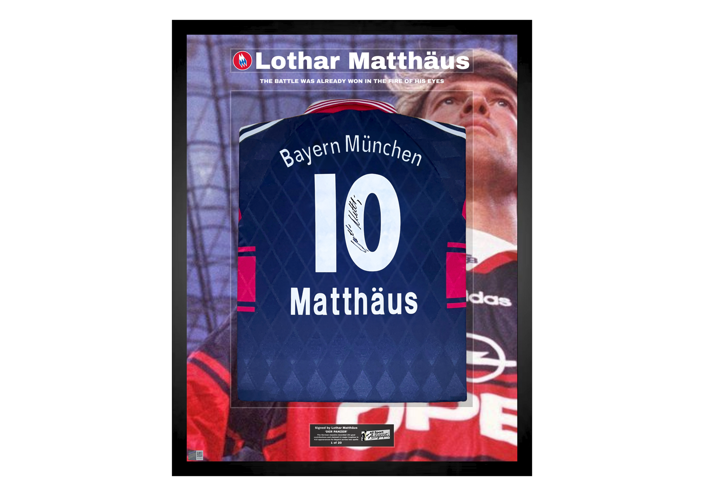Lothar Matthäus Back Signed Retro Bayern Munich 1997/99 Shirt- 'The Fire in His Eyes'