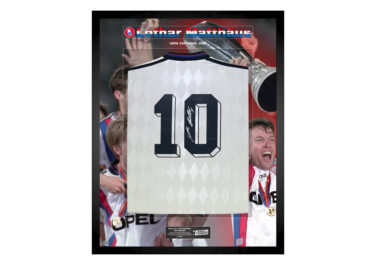 Lothar Matthäus Back Signed Retro Bayern Munich 1995/96 Shirt- 'UEFA Cup Final 1996'