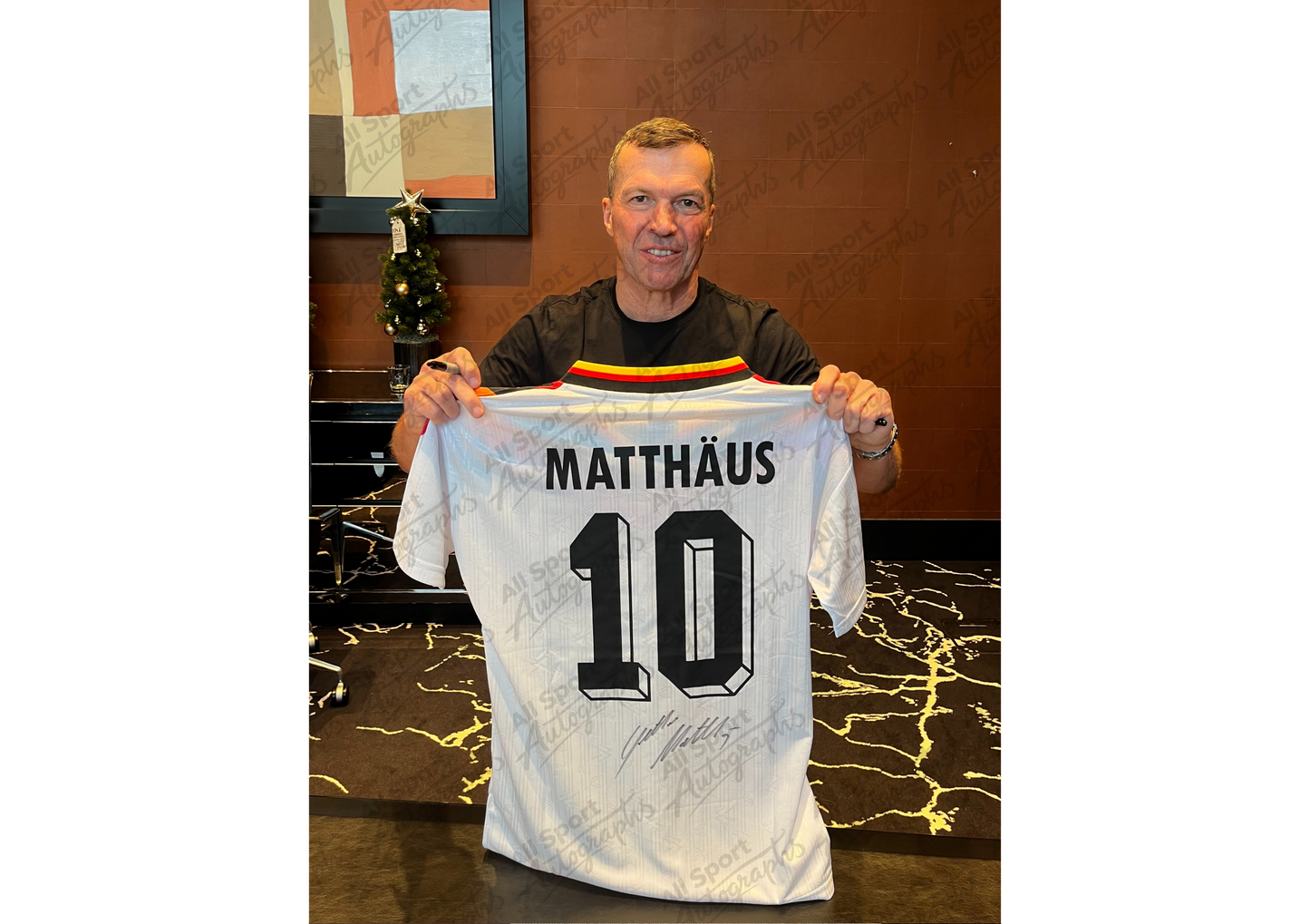 Lothar Matthäus Back Signed Retro Germany 1994 Shirt- 'Red and Yellow United by Black'