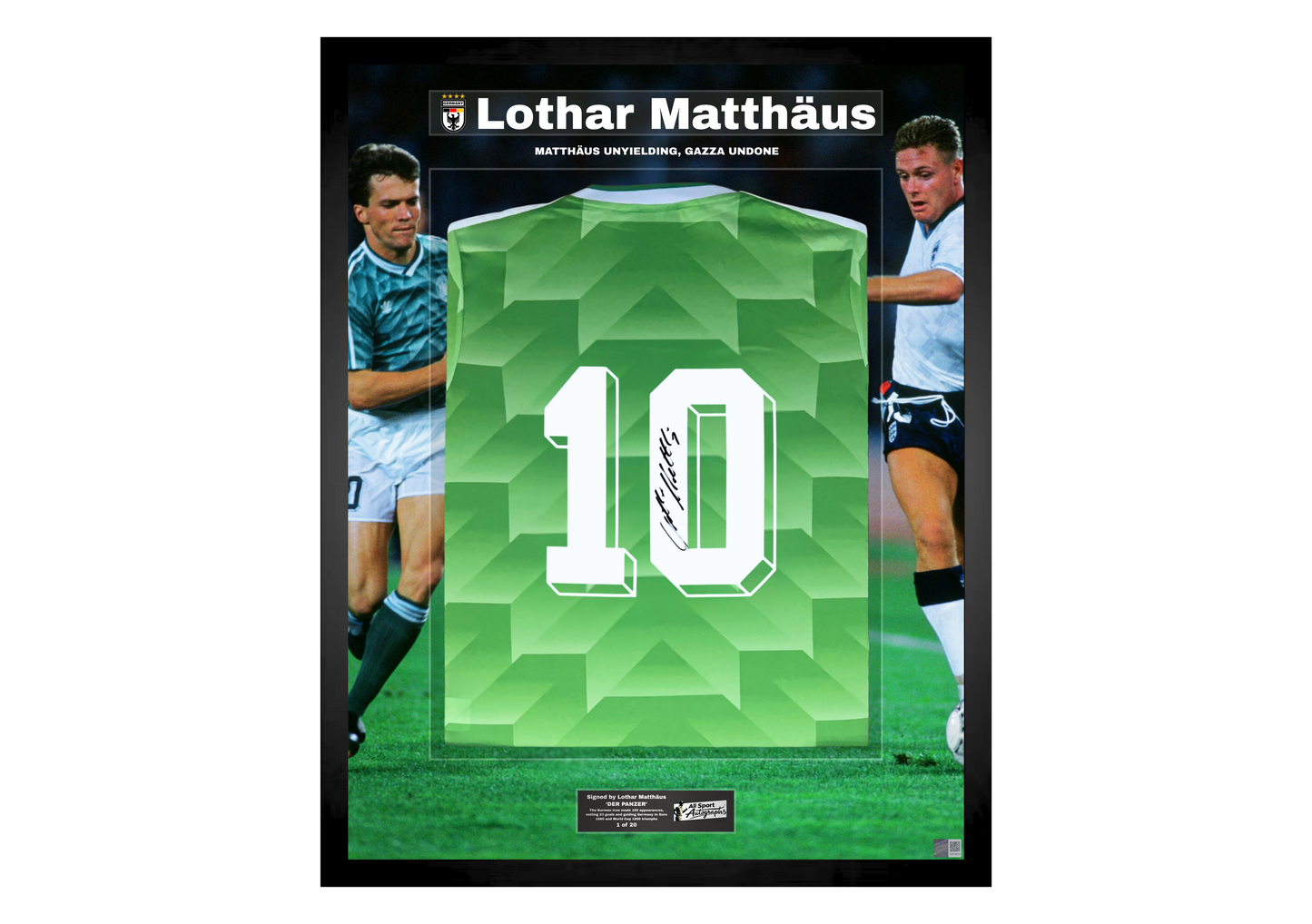 Lothar Matthäus Back Signed Retro West Germany 1990 Shirt- 'Matthäus and Gazza'
