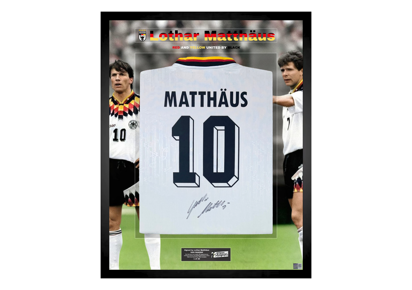 Lothar Matthäus Back Signed Retro Germany 1994 Shirt- 'Red and Yellow United by Black'