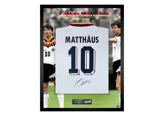 Lothar Matthäus Back Signed Retro Germany 1994 Shirt- 'Red and Yellow United by Black'