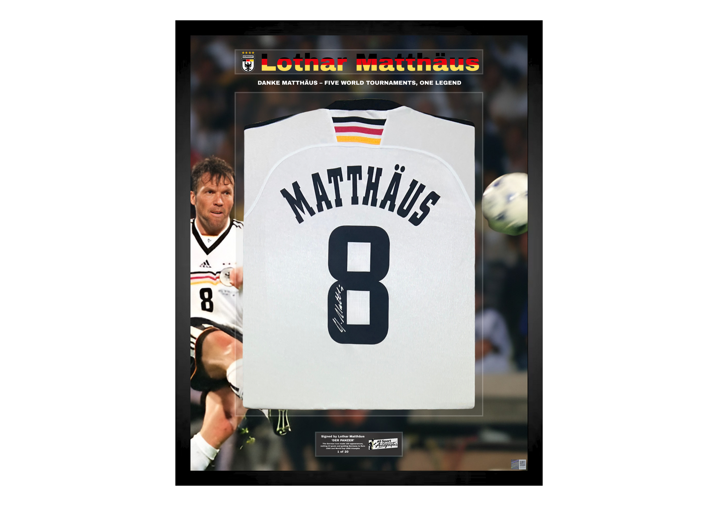 Lothar Matthäus Back Signed Retro Germany 1998 Shirt- 'Five World Tournaments, One Legend'
