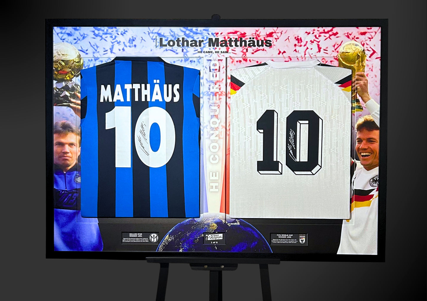 Lothar Matthäus Double Signed Retro Inter Milan & West Germany Shirts- 'He Came, He Saw, He Conquered'