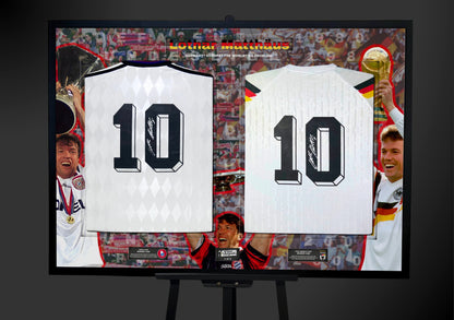 Lothar Matthäus Double Signed Retro Bayern Munich & West Germany Shirts- 'Germany? Europe? The World? No Problem'
