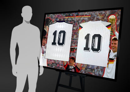 Lothar Matthäus Double Signed Retro Bayern Munich & West Germany Shirts- 'Germany? Europe? The World? No Problem'
