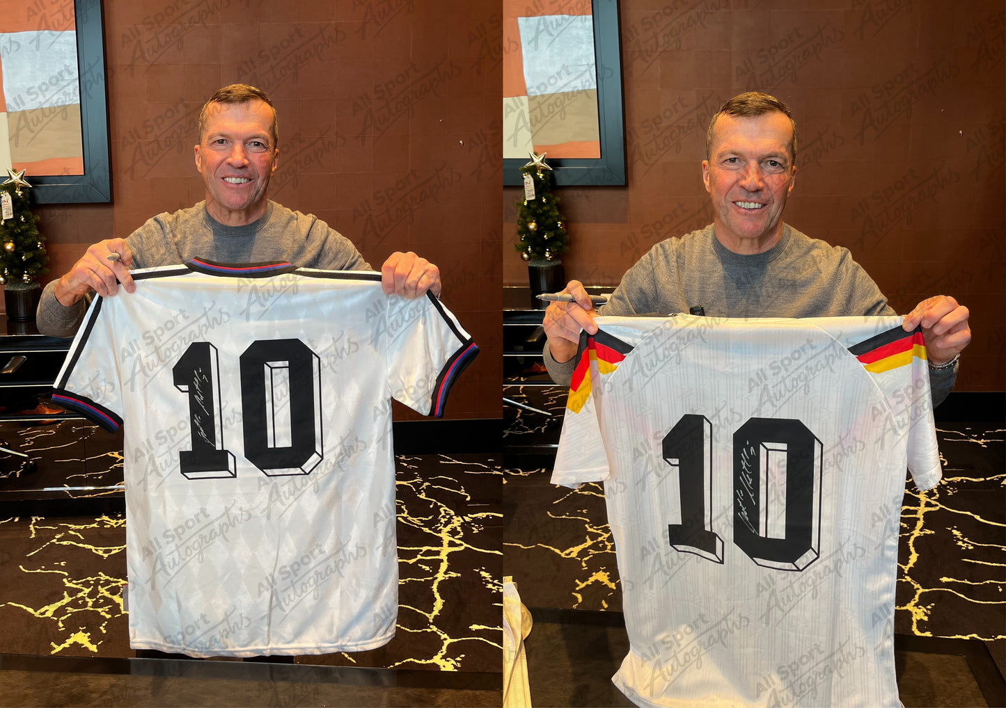 Lothar Matthäus Double Signed Retro Bayern Munich & West Germany Shirts- 'Germany? Europe? The World? No Problem'