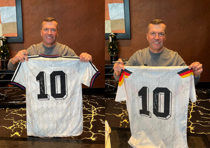 Lothar Matthäus Double Signed Retro Bayern Munich & West Germany Shirts- 'Germany? Europe? The World? No Problem'