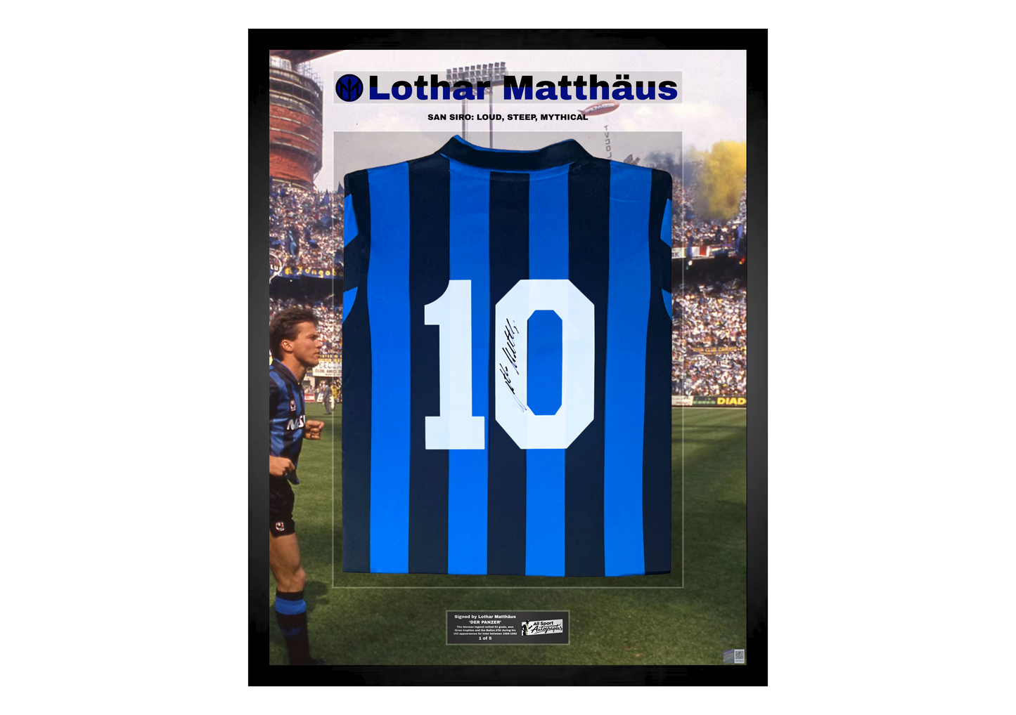 Lothar Matthäus Back Signed Retro Inter Milan 1988/89 Shirt- 'San Siro: Loud, Steep, Mythical'