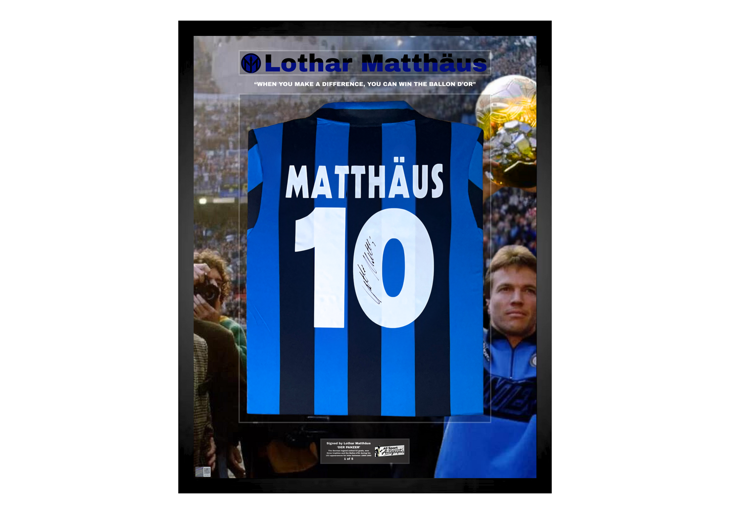 Lothar Matthäus Back Signed Retro Inter Milan 1990/91 Shirt- 'Ballon d'Or'