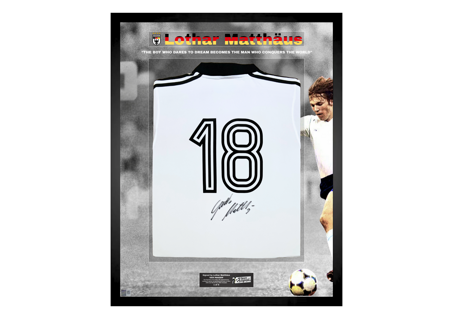 Lothar Matthäus Back Signed Retro West Germany 1980 Shirt- 'A Boy with a Dream'
