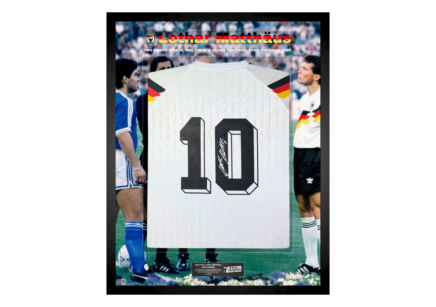 Lothar Matthäus Back Signed Retro West Germany 1990 Shirt- 'Two Fierce Rivals'