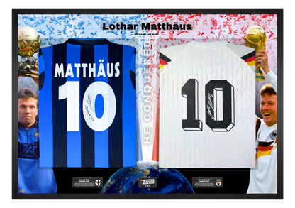 Lothar Matthäus Double Signed Retro Inter Milan & West Germany Shirts- 'He Came, He Saw, He Conquered'